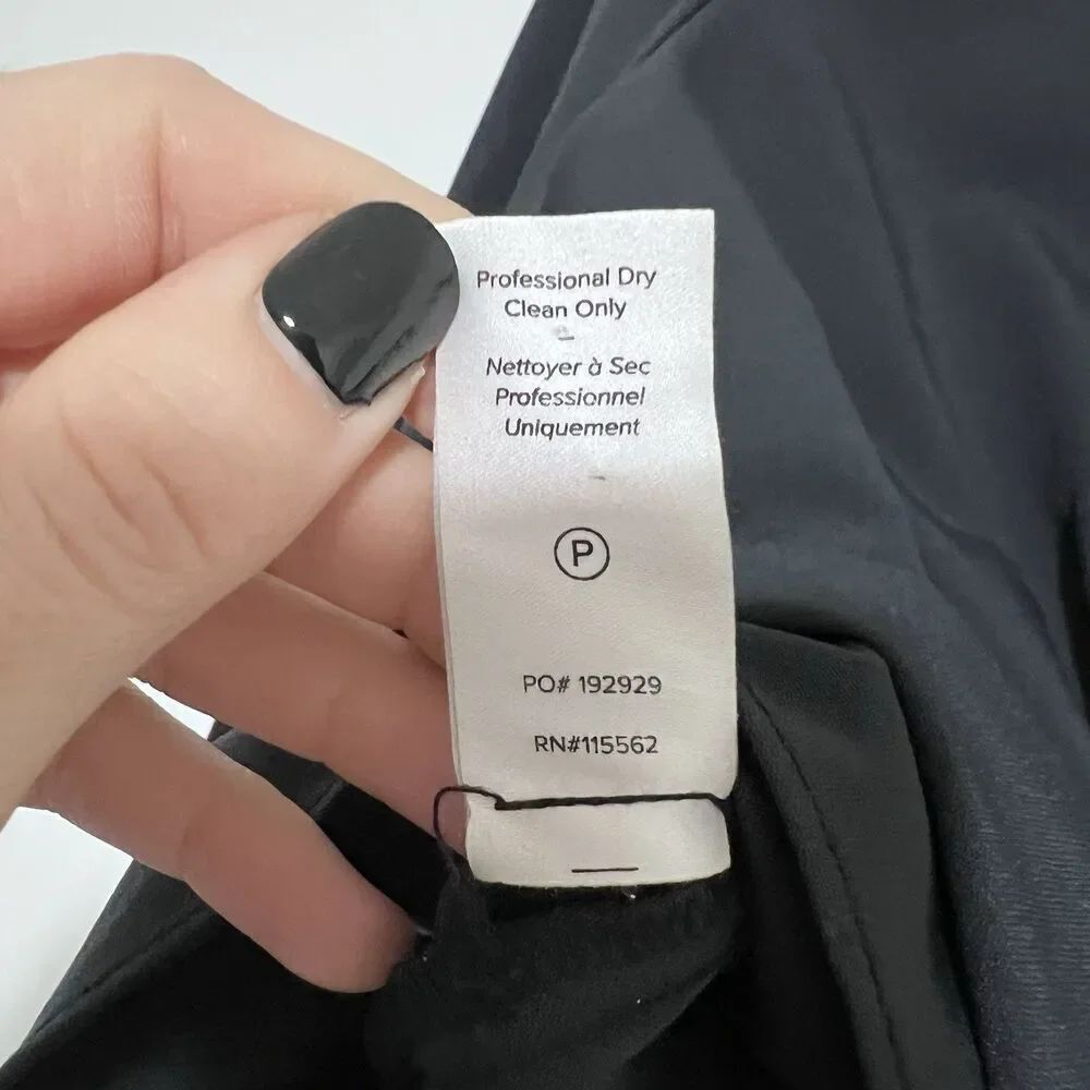 Cinq à Sept McKenna Twist Front Top Blouse Long Sleeve Collared V-Neck Black S - Picture 9 of 10